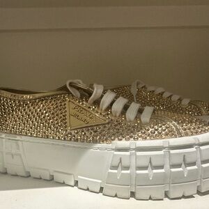 Prada gold sneakers size 37